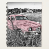 Roze klassieke auto planner (Voorkant)