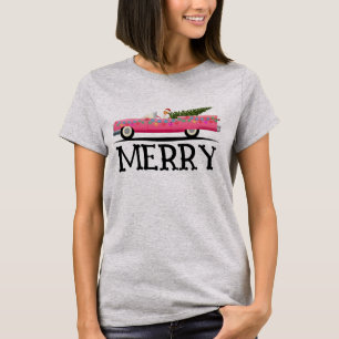 ROZE KLASSIEKE CADDY DAMES KERSTMIS T-SHIRT
