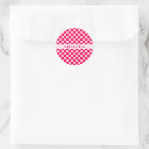 Roze klassieke checkboard van de Combinatie door S Ronde Sticker