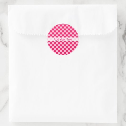 Roze klassieke checkboard van de Combinatie door S Ronde Sticker (Tas)