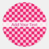Roze klassieke checkboard van de Combinatie door S Ronde Sticker (Voorkant)