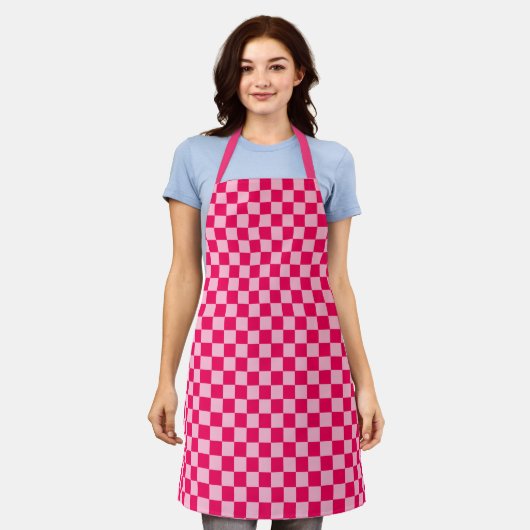 Roze klassieke checkboard van de Combinatie door S Schort (Gedragen)