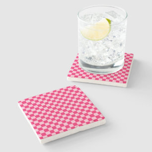 Roze klassieke checkboard van de Combinatie door S Stenen Onderzetter