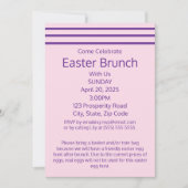Roze klassieke gestreepte paasbrunch vakantie kaart (Voorkant)