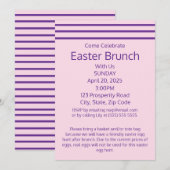 Roze klassieke gestreepte paasbrunch vakantie kaart (Voorkant / Achterkant)