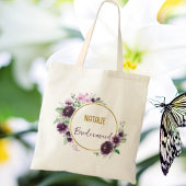Roze klassieke goudflorals Bridesmaïde paars Tote Bag