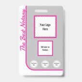 Roze Klassieke Stijl Notaris Openbaar ID Badge QR  (Back)