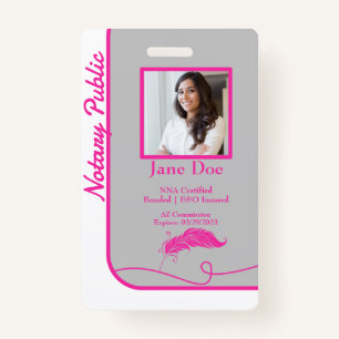 Roze Klassieke Stijl Notaris Openbaar ID Badge QR 