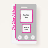 Roze Klassieke Stijl Notaris Openbaar ID Badge QR  (Achterkant)