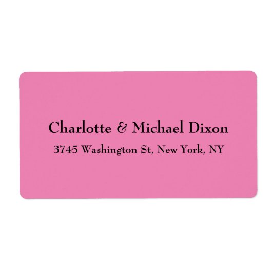 Roze klassieke stijlvolle elegante familienaam etiket (Voorkant)