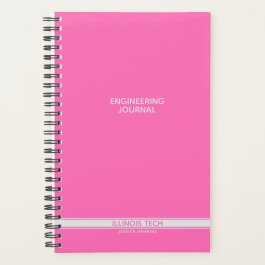 Roze klassieke streep spiraal notebook planner (Voorkant)