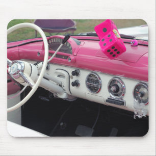 Roze klassieke vintage-auto Mousepad Muismat