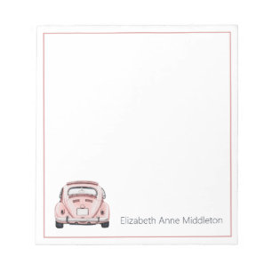Roze Klassieke Vintage Buggy Bug Auto Persoonlijk Notitieblok