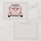 Roze Klassieke Vintage Buggy Bug Auto Persoonlijk Notitiekaartje (Voorkant / Achterkant)