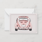 Roze Klassieke Vintage Buggy Bug Auto Persoonlijk Notitiekaartje (Voorkant)
