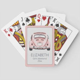 Roze Klassieke Vintage Buggy Bug Auto Persoonlijk Pokerkaarten