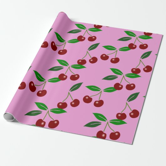 Roze klassieker fruitbladeren Kies kleur WP Cadeaupapier (Uitgerold)