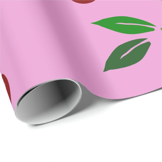 Roze klassieker fruitbladeren Kies kleur WP Cadeaupapier (Rol Hoek)
