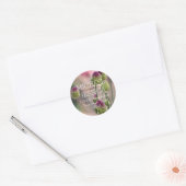 Roze Klaver Bloemen Gepersonaliseerd adres Ronde Sticker (Envelop)