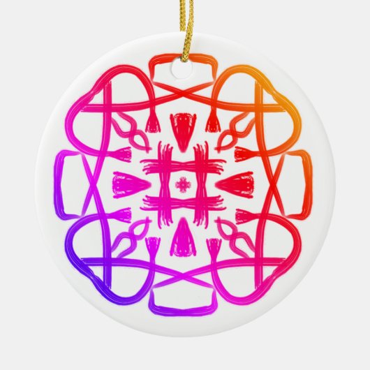 Roze Klaver Crisscross Mandala #21 Keramisch Ornament (Voorkant)