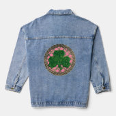 Roze Klaver op Keltische Knopen Denim Jacket (Achterkant)