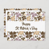 Roze klaver Shamrock Pattern St. Patrick's Day Briefkaart (Voorkant / Achterkant)