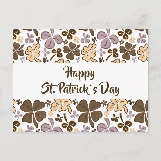 Roze klaver Shamrock Pattern St. Patrick's Day Briefkaart (Voorkant)