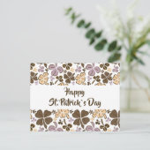 Roze klaver Shamrock Pattern St. Patrick's Day Briefkaart (Staand voorkant)