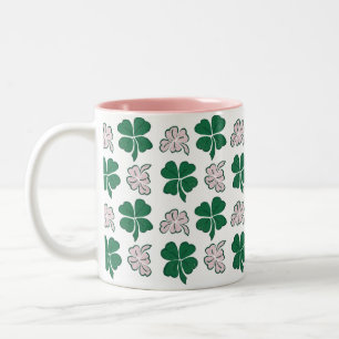 Roze klaver Shamrock Pattern St. Patrick's day Tweekleurige Koffiemok