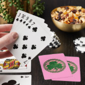 Roze Klaverblad Op Keltische Knopen Speelkaarten (Insitu)