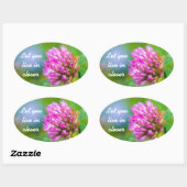 Roze klaverbloem ovale sticker (Vel)