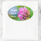 Roze klaverbloem ovale sticker (Tas)