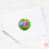 Roze klaverbloem ronde sticker (Envelop)