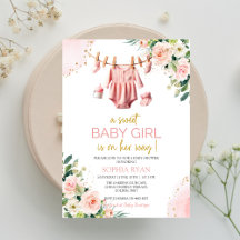 Roze kleding Baby shower Invitation