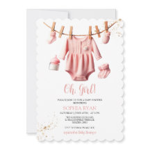 Roze kleding Baby shower Invitation