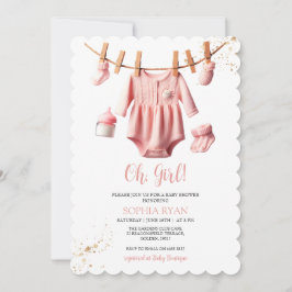 Roze kleding Baby shower Invitation Kaart