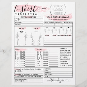 Roze kleding T-shirt print bestelformulier Flyer