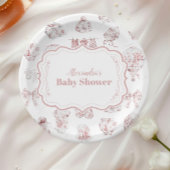 Roze kleding Toile de Jouy Baby shower Papieren Bordje