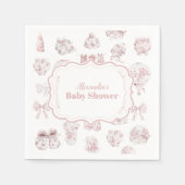 Roze kleding Toile de Jouy Baby shower Servet (Voorkant)