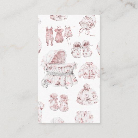 Roze Kleding Toile De Jouy Boeken voor Baby Informatiekaartje (Achterkant)