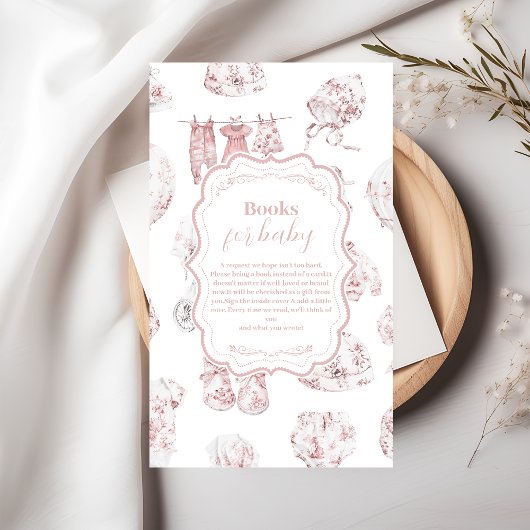 Roze Kleding Toile De Jouy Boeken voor Baby Informatiekaartje