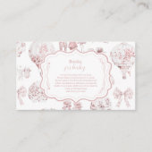 Roze Kleding Toile De Jouy Boeken voor Baby Informatiekaartje (Voorkant)