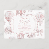 Roze kleding Toile de Jouy Diapper Raffle Informatiekaartje (Voorkant)