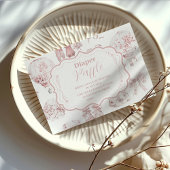 Roze kleding Toile de Jouy Diapper Raffle Informatiekaartje