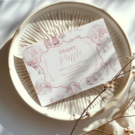 Roze kleding Toile de Jouy Diapper Raffle Informatiekaartje