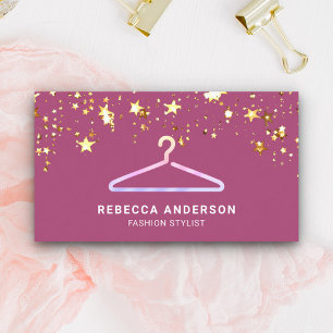 Roze kledinghanger mode stylist visitekaartje