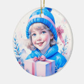  roze klein meisje kerst gepersonaliseerd keramisch ornament (Links)