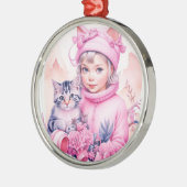  roze klein meisje kerst metalen ornament (Links)