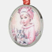  roze klein meisje kerst metalen ornament (Links)