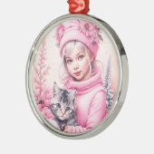 roze klein meisje kerst metalen ornament (Links)